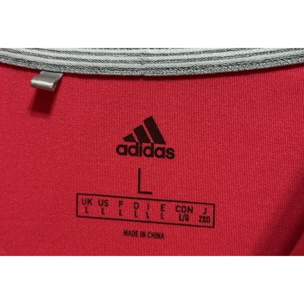 Adidas Short‎ Sleeve Polo Shirt Red Striped Men's Size Large